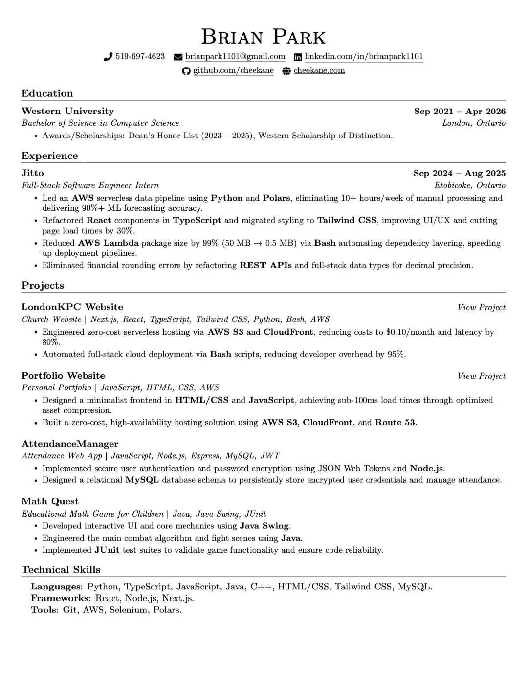 Brian Park resume preview